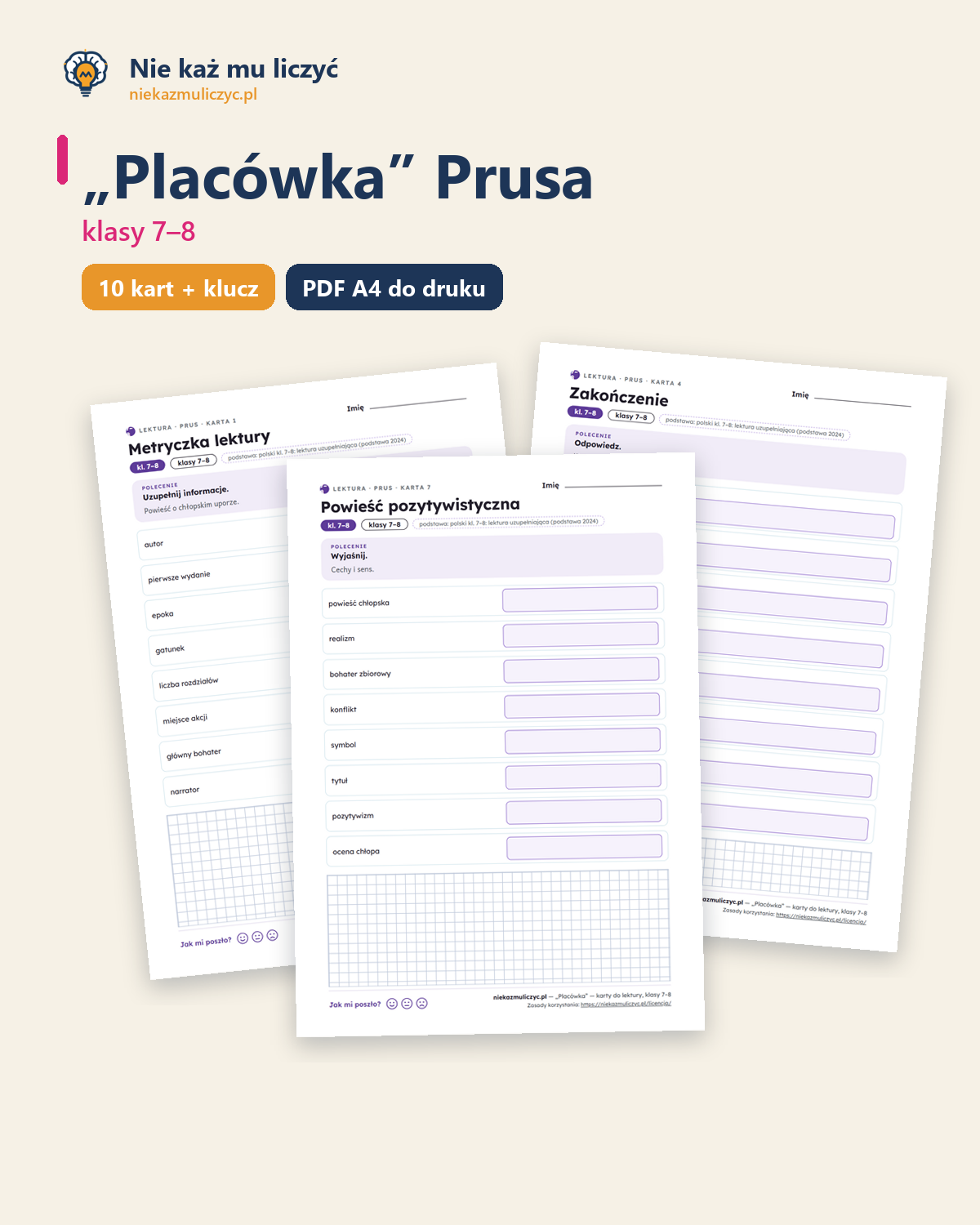 Okładka: „Placówka” Prusa – karty do lektury