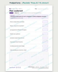 „Placówka” Prusa — karty do lektury, klasy 7–8, 10 kart PDF — podgląd karty, strona 6