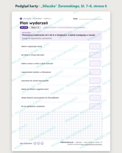 „Siłaczka” Żeromskiego — karty do lektury, klasy 7–8, 10 kart PDF — podgląd karty, strona 6