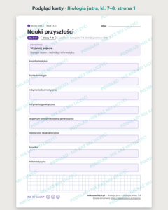 Biologia jutra — biologia, klasy 7–8, 10 kart PDF — podgląd karty, strona 1