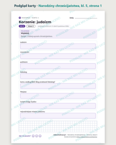 Narodziny chrześcijaństwa — historia, klasa 5, 10 kart PDF — podgląd karty, strona 1