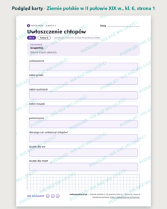 Ziemie polskie w II połowie XIX w. — historia, klasa 6, 10 kart PDF — podgląd karty, strona 1