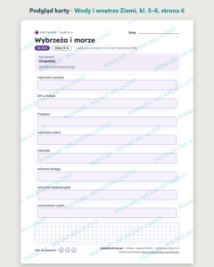 Wody i wnętrze Ziemi — przyroda, klasy 5–6, 10 kart PDF — podgląd karty, strona 6