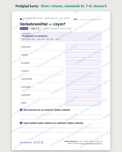Dom i miasto, niemiecki klasy 7–8 — 10 kart pracy PDF z kluczem — podgląd karty, strona 6