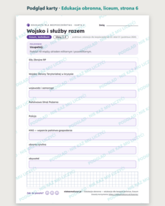 Edukacja obronna — EDB, liceum, 10 kart PDF — podgląd karty, strona 6
