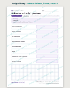 Sokrates i Platon — filozofia, liceum, 10 kart PDF — podgląd karty, strona 1
