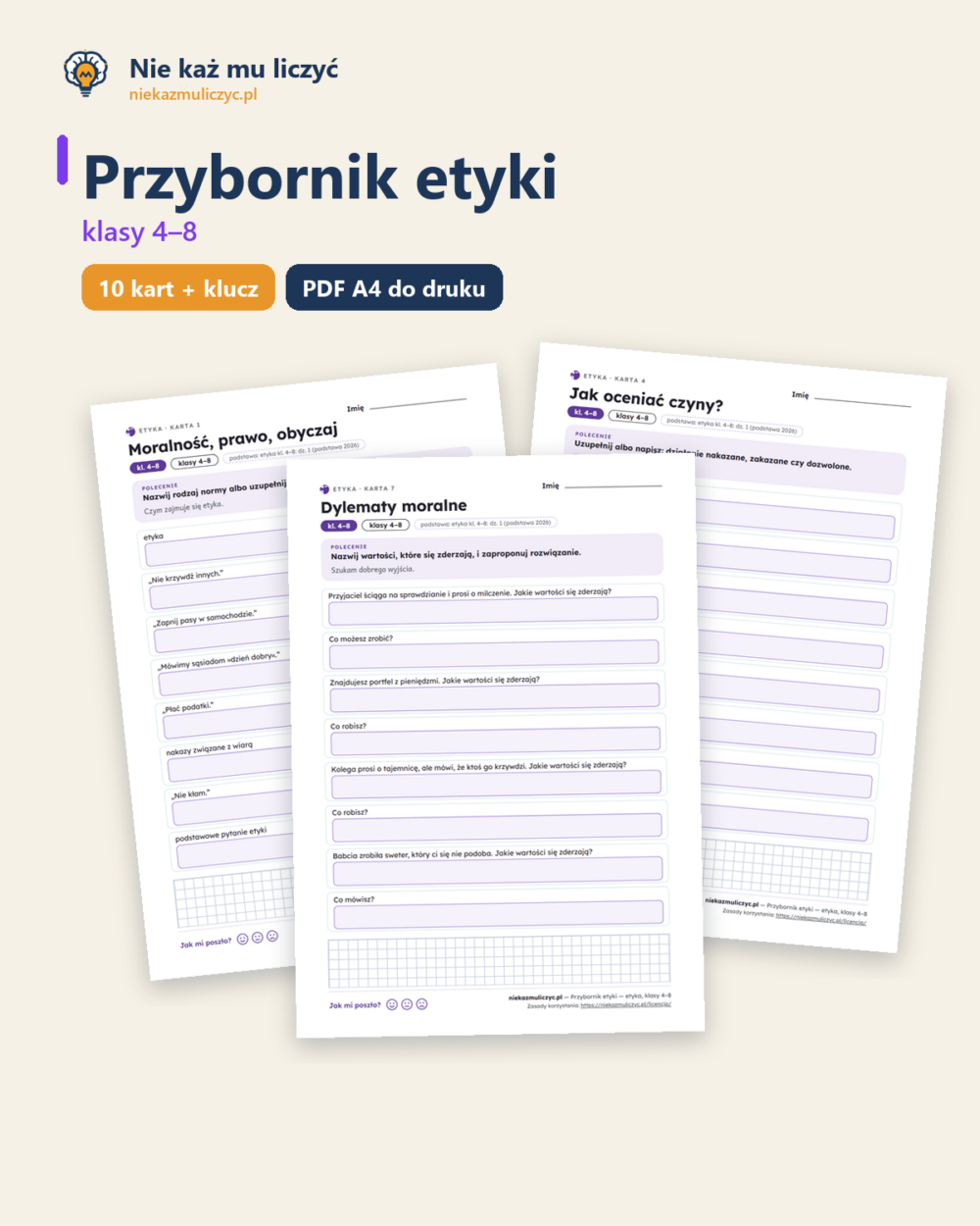 Przybornik etyki — etyka, klasy 4–8, 10 kart PDF — okładka