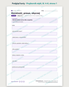 Przybornik etyki — etyka, klasy 4–8, 10 kart PDF — podgląd karty, strona 1