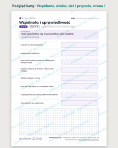 Wspólnota, wiedza, sieć i przyroda — etyka, klasy 4–8, 10 kart PDF — podgląd karty, strona 1
