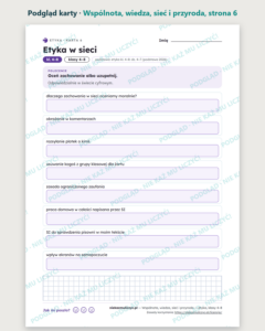 Wspólnota, wiedza, sieć i przyroda — etyka, klasy 4–8, 10 kart PDF — podgląd karty, strona 6