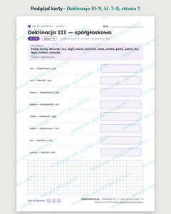 Deklinacje III–V — łacina, klasy 7–8, 10 kart PDF — podgląd karty, strona 1