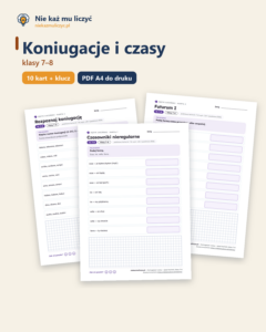 Koniugacje i czasy — łacina, klasy 7–8, 10 kart PDF — okładka