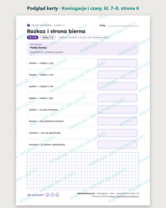 Koniugacje i czasy — łacina, klasy 7–8, 10 kart PDF — podgląd karty, strona 6