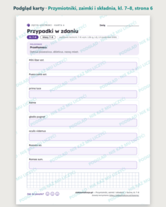 Przymiotniki, zaimki i składnia — łacina, klasy 7–8, 10 kart PDF — podgląd karty, strona 6