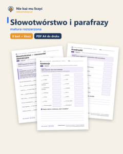 Słowotwórstwo i parafrazy, matura z angielskiego — 8 kart PDF — okładka
