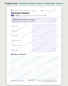 Pochodna funkcji — matura z matematyki — 8 kart PDF z kluczem — podgląd karty, strona 5