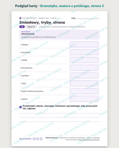 Gramatyka w zadaniach maturalnych, matura z polskiego — 8 kart PDF — podgląd karty, strona 5