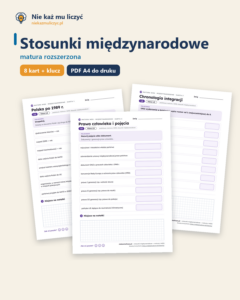 Stosunki międzynarodowe — matura z WOS — 8 kart PDF z kluczem — okładka
