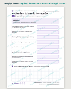 Regulacja hormonalna — matura z biologii — 10 kart PDF z kluczem — podgląd karty, strona 1