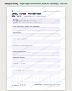 Regulacja hormonalna — matura z biologii — 10 kart PDF z kluczem — podgląd karty, strona 6