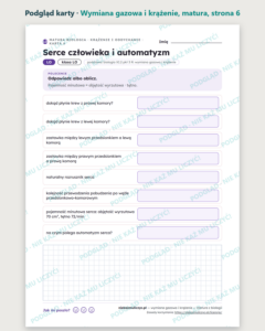 Wymiana gazowa i krążenie — matura z biologii — 10 kart PDF z kluczem — podgląd karty, strona 6