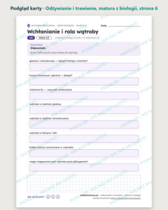 Odżywianie i trawienie — matura z biologii — 10 kart PDF z kluczem — podgląd karty, strona 6