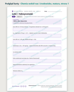Chemia wokół nas i ochrona środowiska, matura z chemii — 10 kart PDF — podgląd karty, strona 1