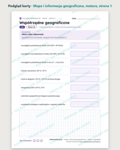Mapa i informacja geograficzna, matura z geografii — 10 kart PDF — podgląd karty, strona 1
