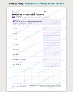 Przekształcenia i złożenia funkcji, matura z matematyki — 10 kart PDF — podgląd karty, strona 6