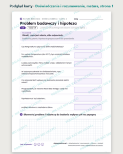Doświadczenia i rozumowanie, matura z biologii — 10 kart PDF z kluczem — podgląd karty, strona 1
