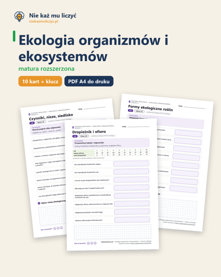 Ekologia organizmów i ekosystemów, matura z biologii — 10 kart PDF — okładka