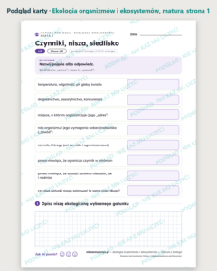 Ekologia organizmów i ekosystemów, matura z biologii — 10 kart PDF — podgląd karty, strona 1