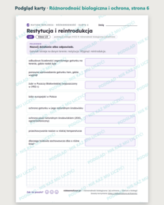 Różnorodność biologiczna i ochrona, matura z biologii — 10 kart PDF — podgląd karty, strona 6
