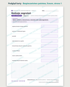 Bezpieczeństwo państwa — EDB, liceum, 10 kart PDF — podgląd karty, strona 1