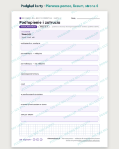 Pierwsza pomoc — EDB, liceum, 10 kart PDF — podgląd karty, strona 6