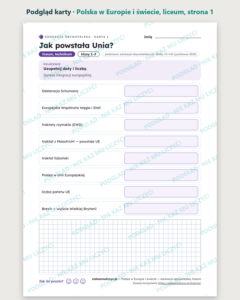 Polska w Europie i świecie — edukacja obywatelska, liceum, 10 kart PDF — podgląd karty, strona 1