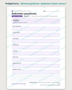 Zdrowie psychiczne i społeczne — edukacja zdrowotna, liceum — podgląd karty, strona 1