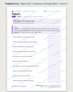 Odporność i wydalanie, biologia klasa 7 — 10 kart pracy PDF z kluczem — podgląd karty, strona 1