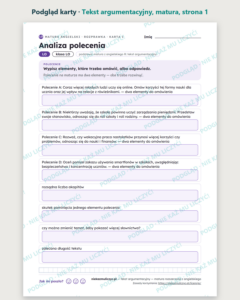 Tekst argumentacyjny — matura z angielskiego — 11 kart PDF z kluczem — podgląd karty, strona 1