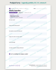 Legendy polskie — karty do lektury, klasy 2–3, 10 kart PDF — podgląd karty, strona 6