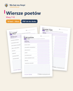 Wiersze poetów — karty do lektury, klasy 7–8, 10 kart PDF — okładka