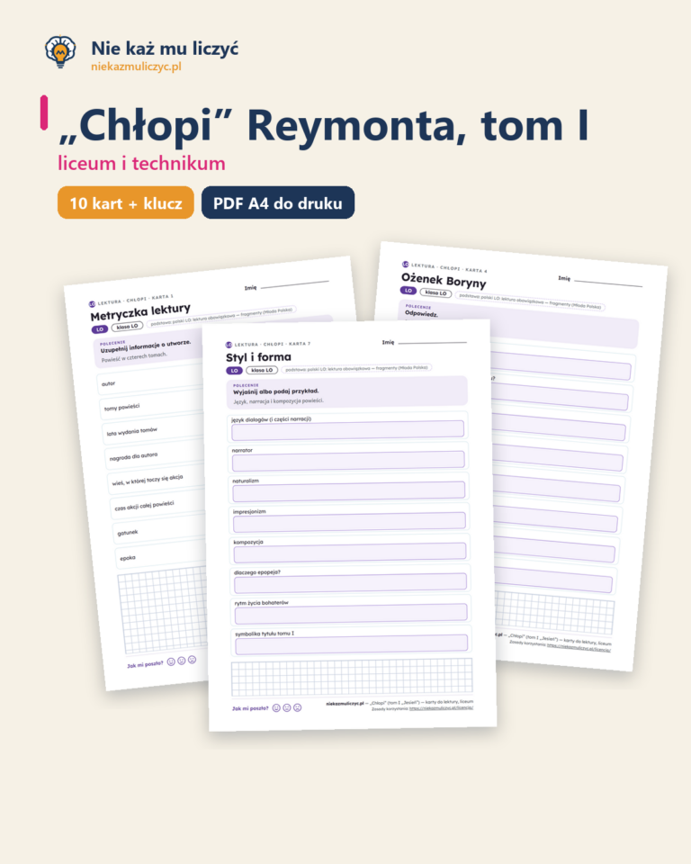 „Chłopi” Reymonta, tom I — karty do lektury, liceum, 10 kart PDF — okładka