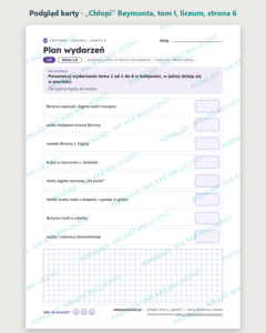 „Chłopi” Reymonta, tom I — karty do lektury, liceum, 10 kart PDF — podgląd karty, strona 6
