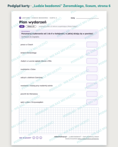 „Ludzie bezdomni” Żeromskiego — karty do lektury, liceum, 10 kart PDF — podgląd karty, strona 6