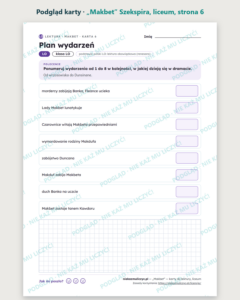 „Makbet” Szekspira — karty do lektury, liceum, 10 kart PDF — podgląd karty, strona 6