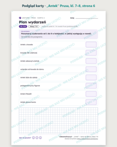 „Antek” Prusa — karty do lektury, klasy 7–8, 10 kart PDF — podgląd karty, strona 6