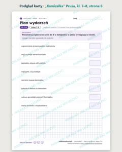 „Kamizelka” Prusa — karty do lektury, klasy 7–8, 10 kart PDF — podgląd karty, strona 6