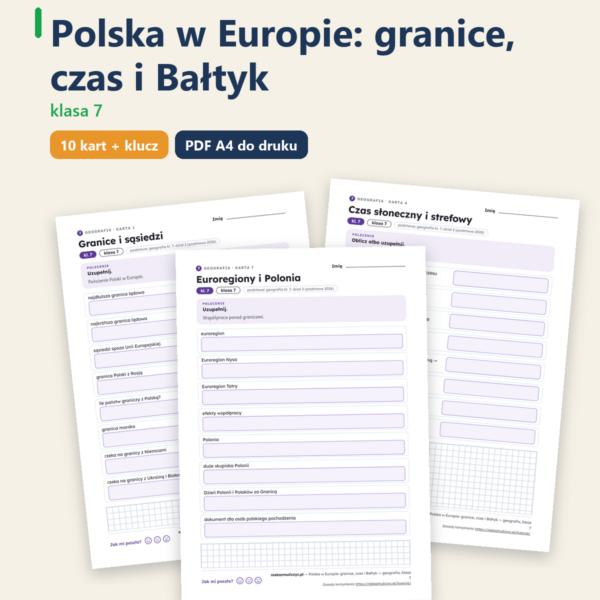 Polska w Europie: granice, czas i Bałtyk — geografia, klasa 7 — okładka
