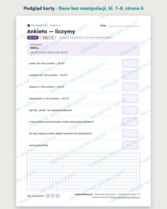 Dane bez manipulacji — matematyka, klasy 7–8, 10 kart PDF — podgląd karty, strona 6