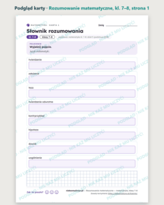Rozumowanie matematyczne — matematyka, klasy 7–8, 10 kart PDF — podgląd karty, strona 1